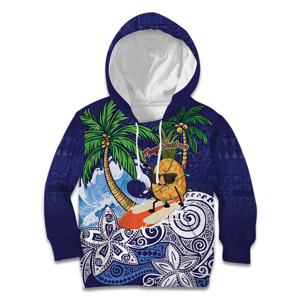 Tropical Christmas Polynesian Kid Hoodie Funny Surfing Pineapple Blue LT7 Hoodie Blue - Polynesian Pride