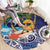 Tropical Christmas Polynesian Round Carpet Funny Surfing Pineapple Blue