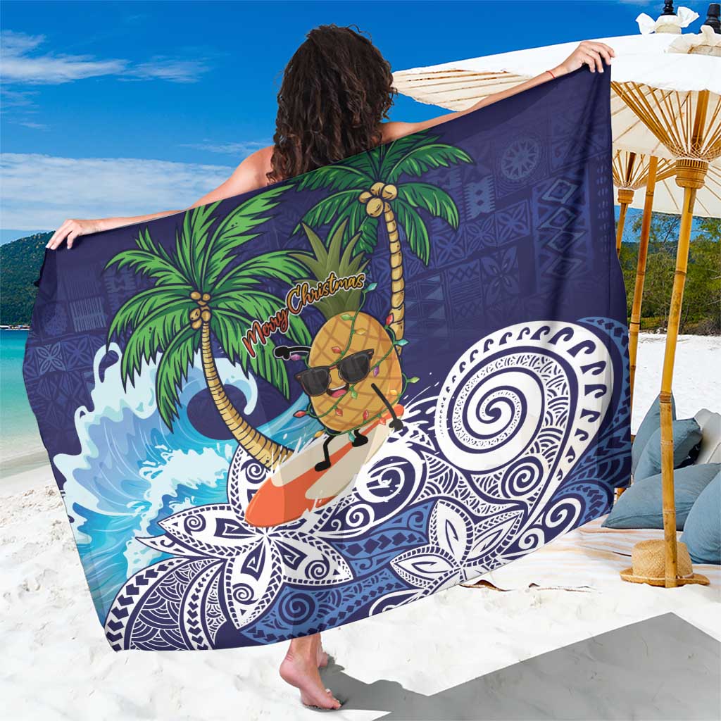 Tropical Christmas Polynesian Sarong Funny Surfing Pineapple Blue LT7 One Size 44 x 66 inches Blue - Polynesian Pride