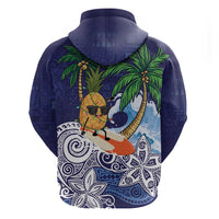 Tropical Christmas Polynesian Zip Hoodie Funny Surfing Pineapple Blue LT7 - Polynesian Pride