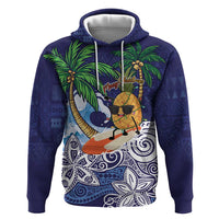 Tropical Christmas Polynesian Zip Hoodie Funny Surfing Pineapple Blue LT7 Pullover Hoodie Blue - Polynesian Pride