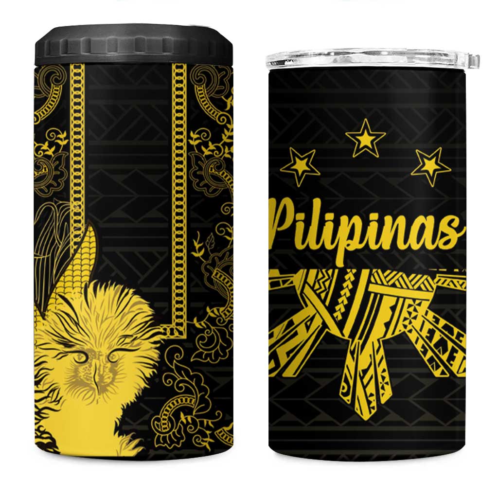 Philippines Eagle Barong 4 in 1 Can Cooler Tumbler Filipino Eight Rayed Gold Sun LT9 One Size: 16 oz Gold - Polynesian Pride
