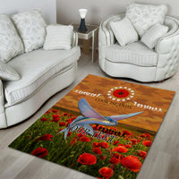 Cook Islands ANZAC Day Personalised Area Rug with Poppy Field LT9 - Polynesian Pride