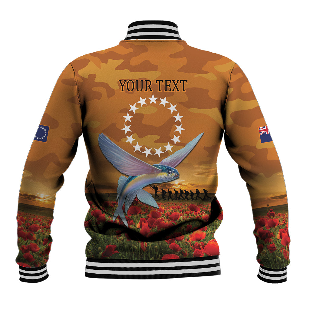 Cook Islands ANZAC Day Personalised Baseball Jacket with Poppy Field LT9 - Polynesian Pride