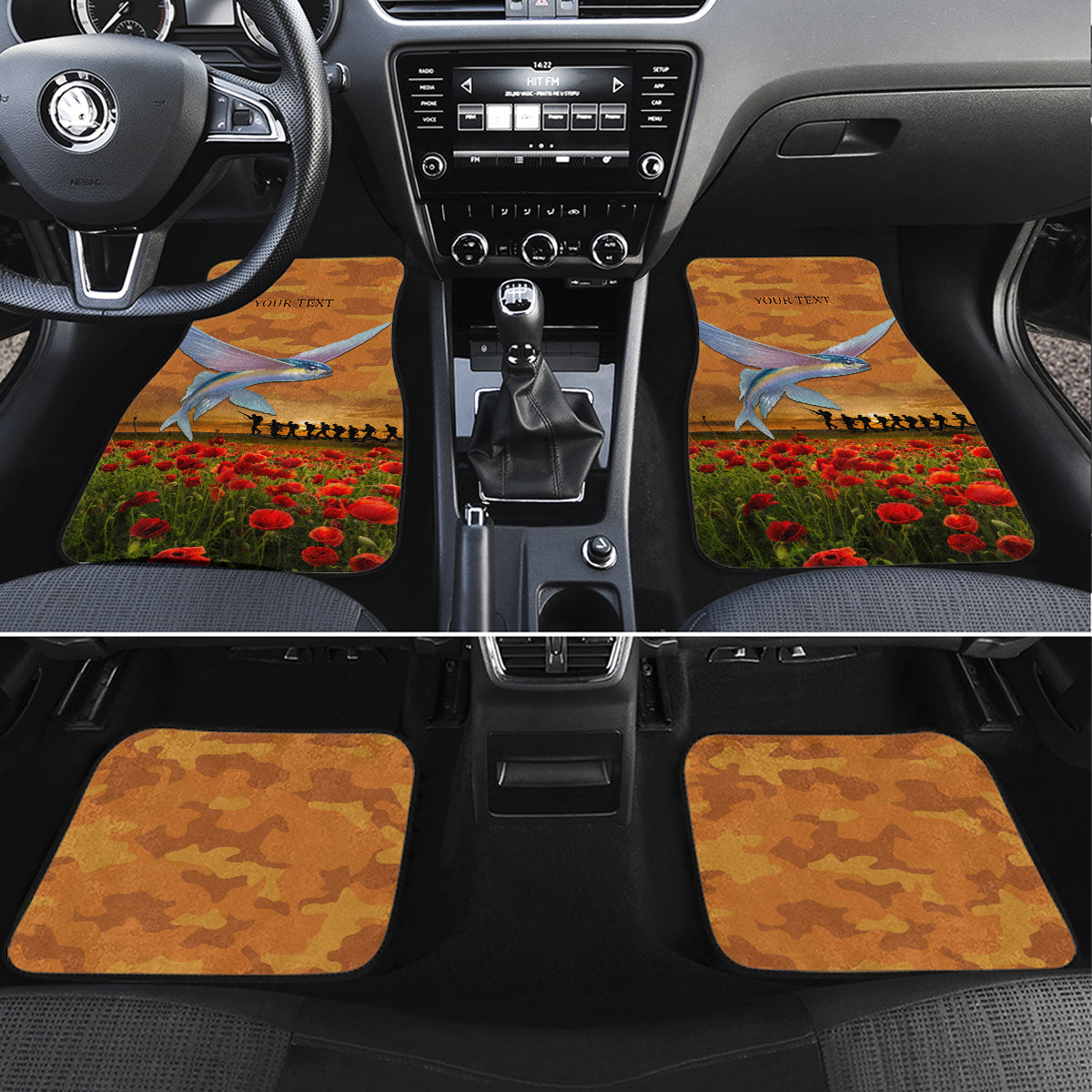 Cook Islands ANZAC Day Personalised Car Mats with Poppy Field LT9 Art - Polynesian Pride
