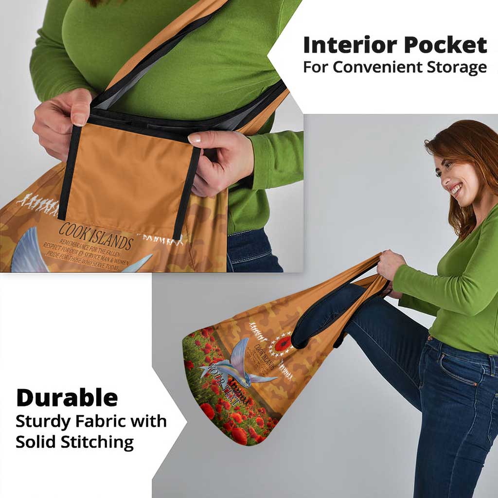 Cook Islands ANZAC Day Personalised Grocery Bag with Poppy Field