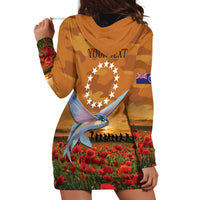 Cook Islands ANZAC Day Personalised Hoodie Dress with Poppy Field LT9 - Polynesian Pride
