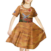 Cook Islands ANZAC Day Personalised Kid Short Sleeve Dress with Poppy Field LT9 - Polynesian Pride