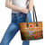 Cook Islands ANZAC Day Personalised Leather Tote Bag with Poppy Field LT9 - Polynesian Pride