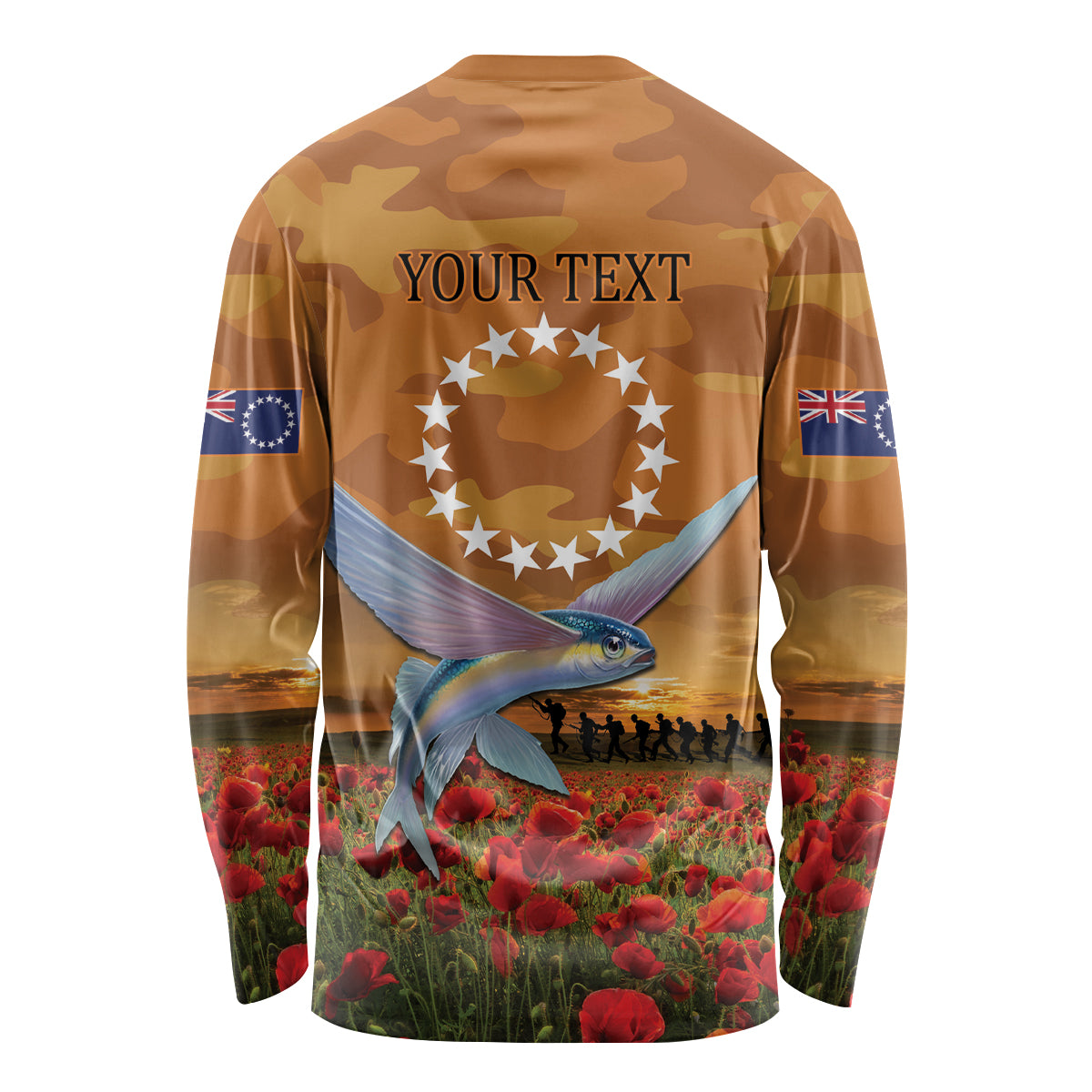 Cook Islands ANZAC Day Personalised Long Sleeve Shirt with Poppy Field LT9 - Polynesian Pride