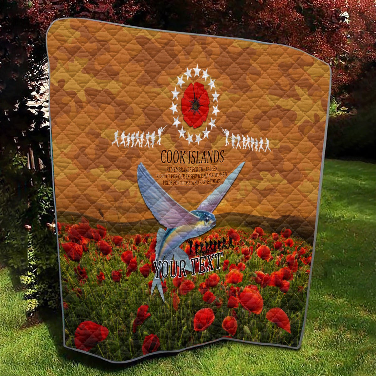 Cook Islands ANZAC Day Personalised Quilt with Poppy Field LT9 - Polynesian Pride