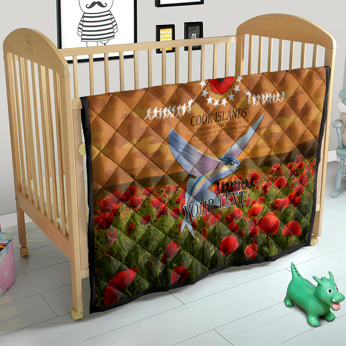 Cook Islands ANZAC Day Personalised Quilt with Poppy Field LT9 - Polynesian Pride