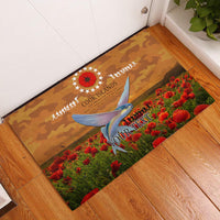 Cook Islands ANZAC Day Personalised Rubber Doormat with Poppy Field LT9 Art - Polynesian Pride
