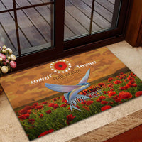 Cook Islands ANZAC Day Personalised Rubber Doormat with Poppy Field LT9 - Polynesian Pride