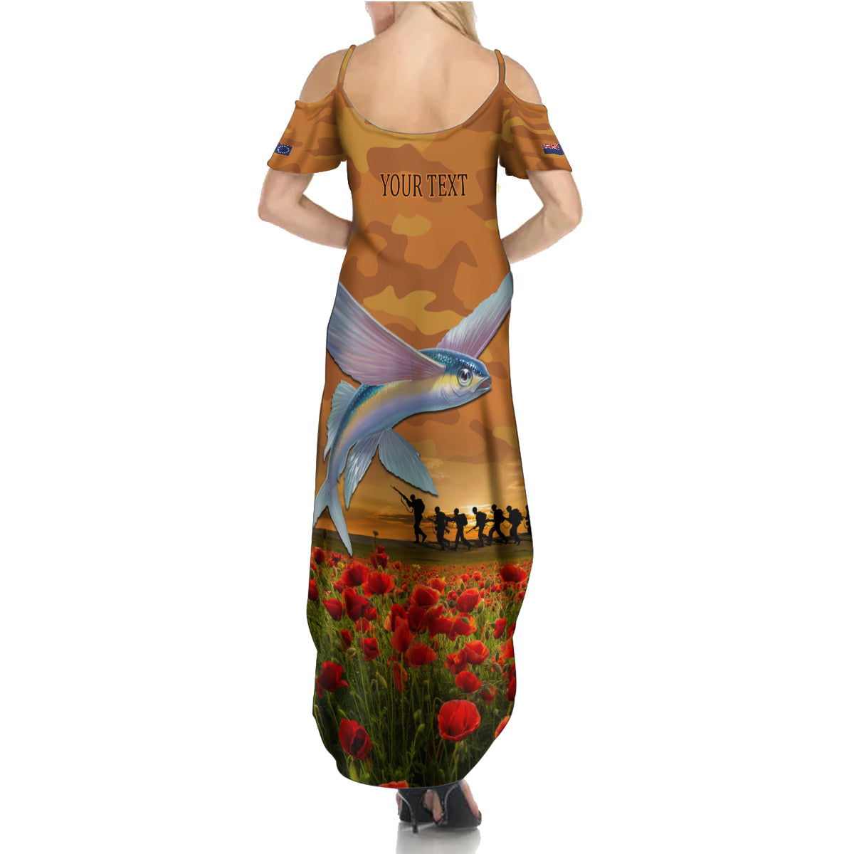 Cook Islands ANZAC Day Personalised Summer Maxi Dress with Poppy Field LT9 - Polynesian Pride