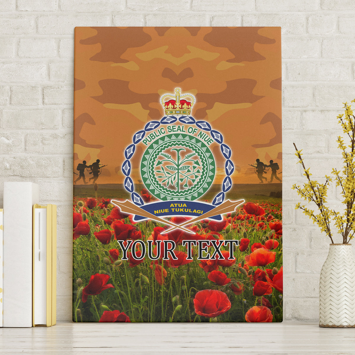Niue ANZAC Day Personalised Canvas Wall Art with Poppy Field LT9 Art - Polynesian Pride
