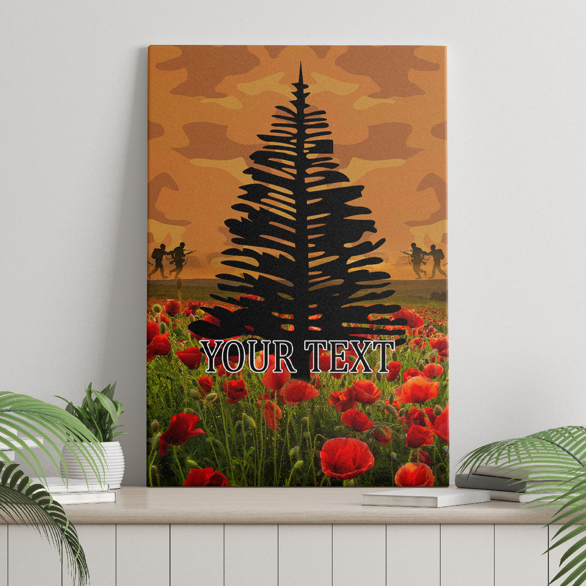 Norfolk Island ANZAC Day Personalised Canvas Wall Art with Poppy Field LT9 - Polynesian Pride
