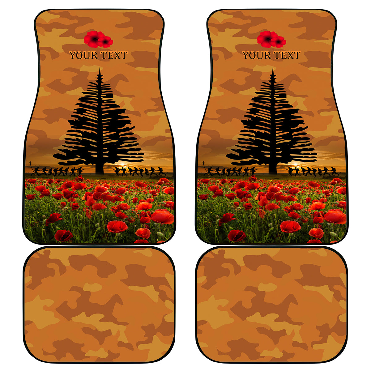 Norfolk Island ANZAC Day Personalised Car Mats with Poppy Field LT9 - Polynesian Pride