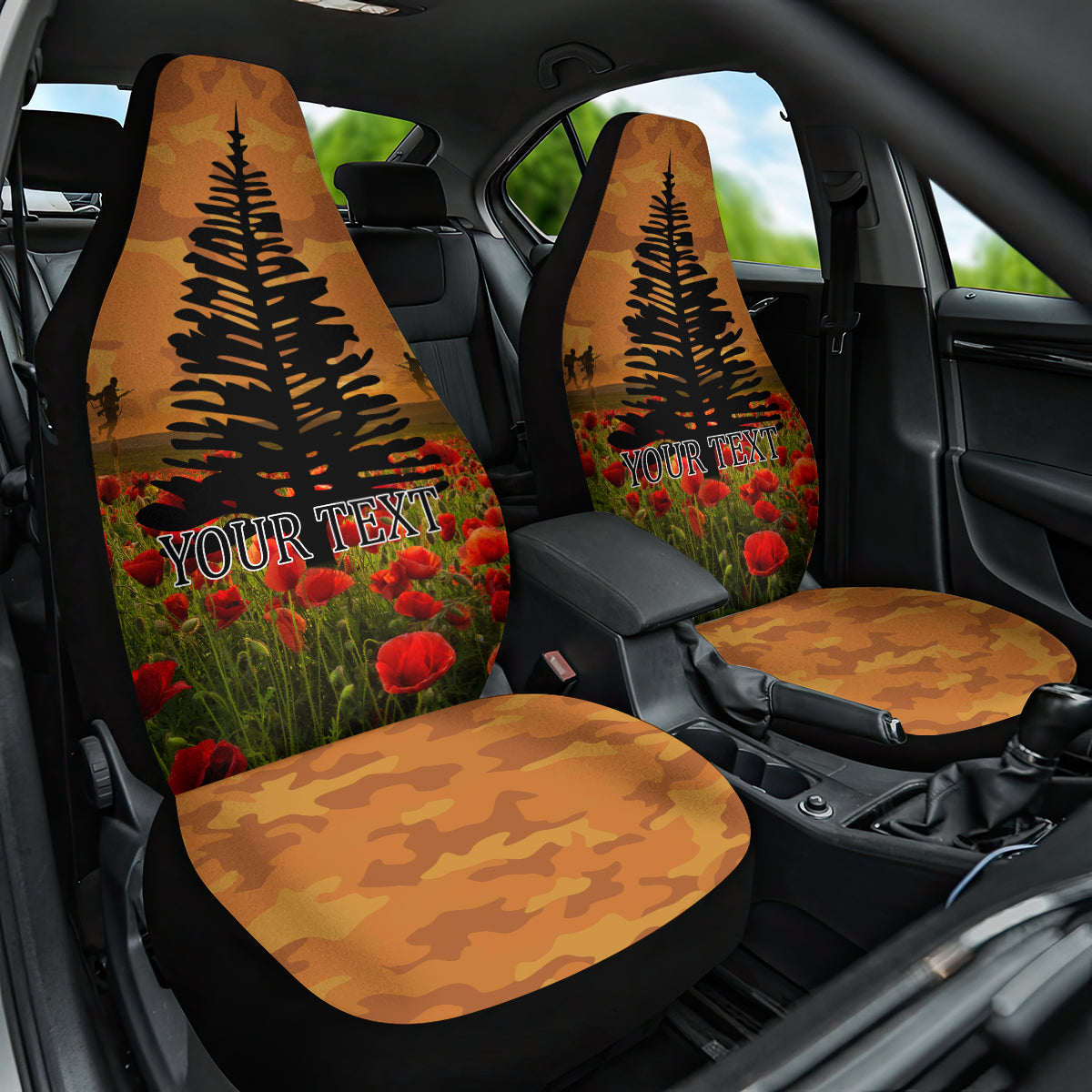 Norfolk Island ANZAC Day Personalised Car Seat Cover with Poppy Field LT9 One Size Art - Polynesian Pride