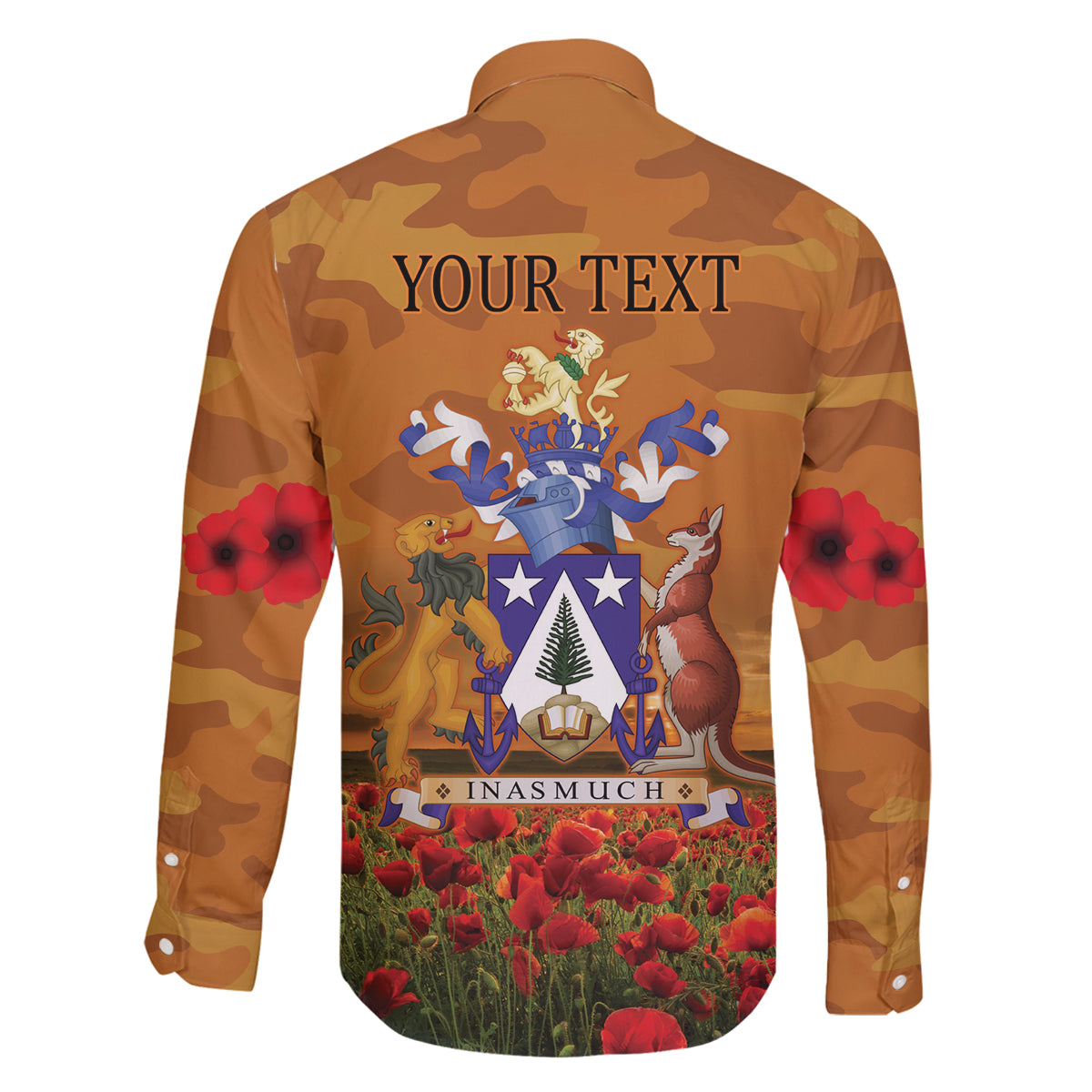Norfolk Island ANZAC Day Personalised Family Matching Long Sleeve Bodycon Dress and Hawaiian Shirt with Poppy Field LT9 - Polynesian Pride