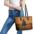 Norfolk Island ANZAC Day Personalised Leather Tote Bag with Poppy Field LT9 - Polynesian Pride