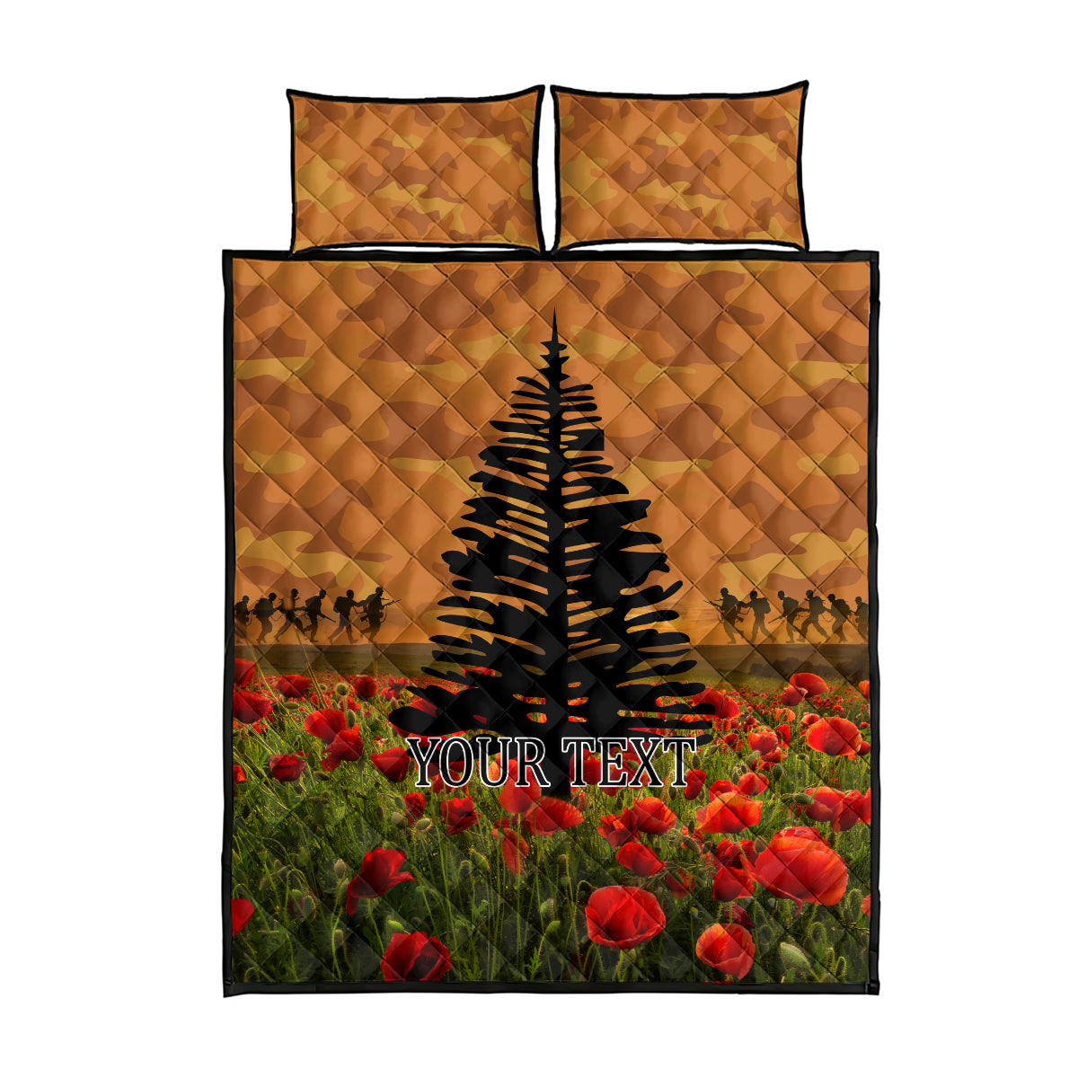 Norfolk Island ANZAC Day Personalised Quilt Bed Set with Poppy Field LT9 - Polynesian Pride