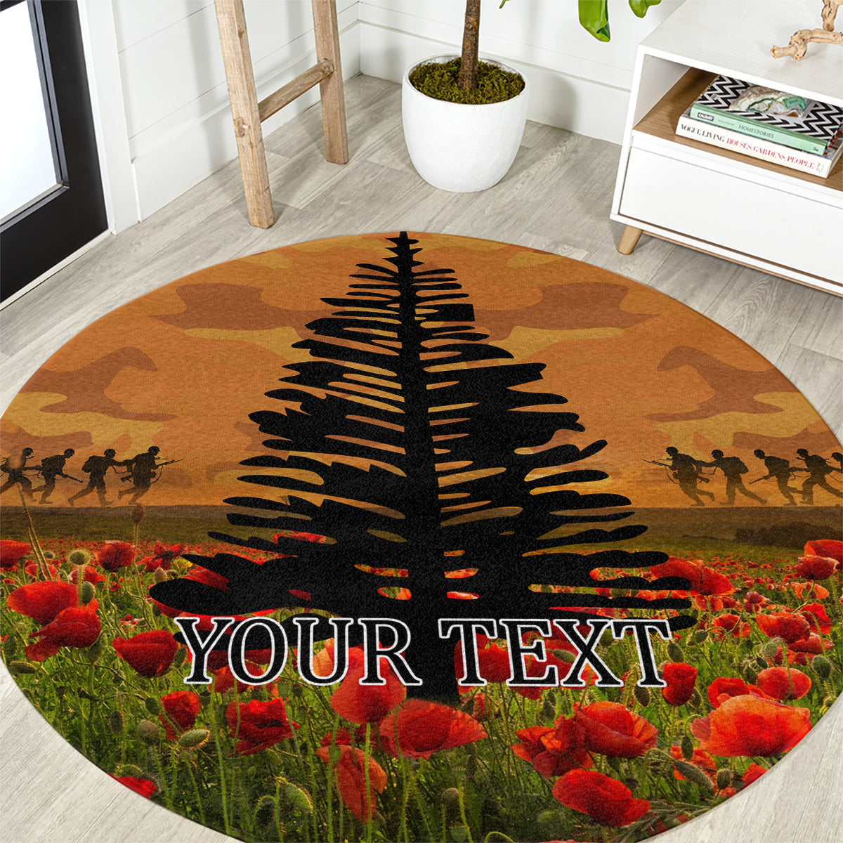 Norfolk Island ANZAC Day Personalised Round Carpet with Poppy Field LT9 Art - Polynesian Pride