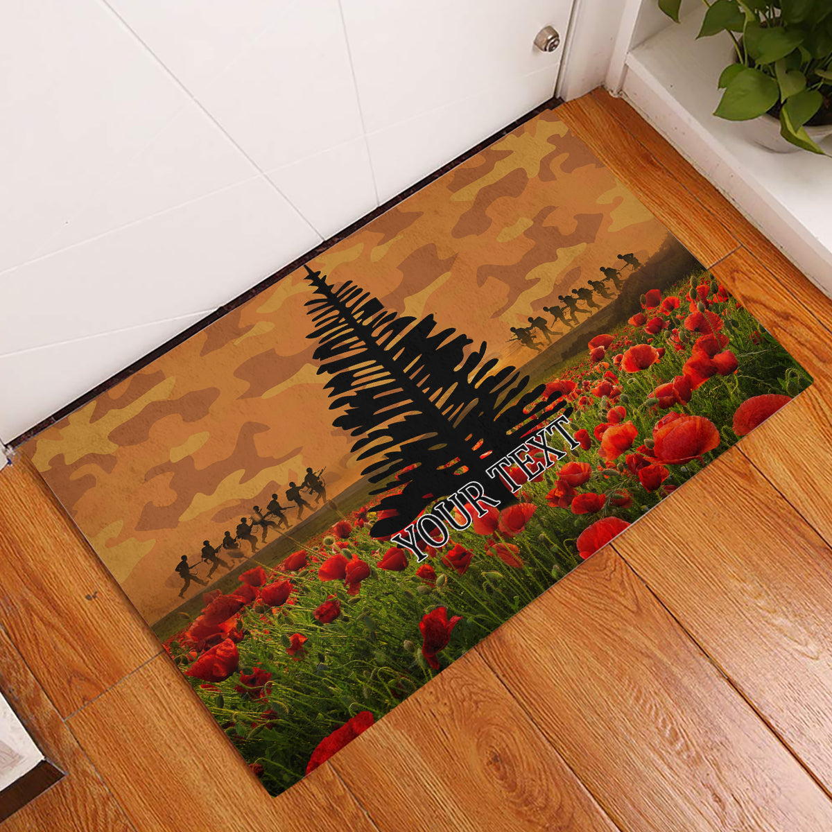 Norfolk Island ANZAC Day Personalised Rubber Doormat with Poppy Field LT9 Art - Polynesian Pride