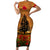 Norfolk Island ANZAC Day Personalised Short Sleeve Bodycon Dress with Poppy Field LT9 Long Dress Art - Polynesian Pride