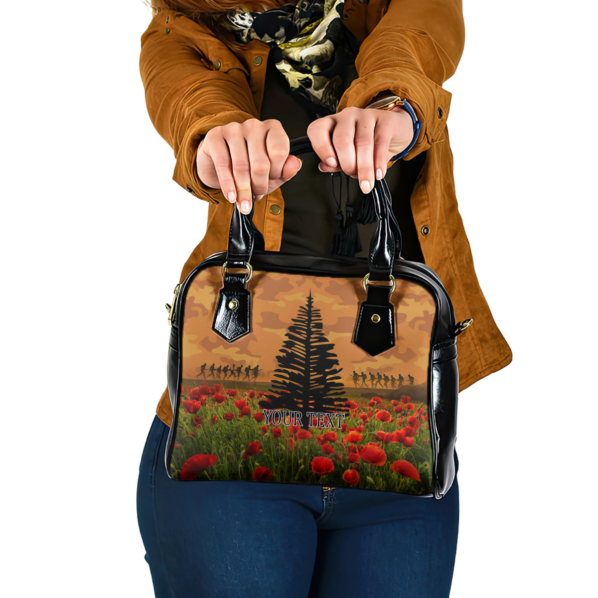 Norfolk Island ANZAC Day Personalised Shoulder Handbag with Poppy Field LT9 One Size Art - Polynesian Pride