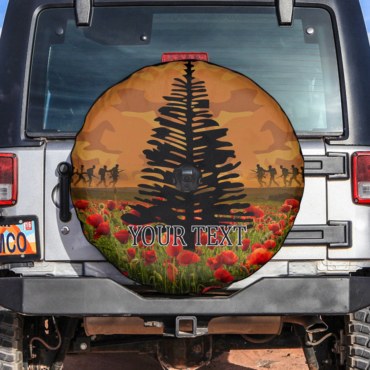 Norfolk Island ANZAC Day Personalised Spare Tire Cover with Poppy Field LT9 Art - Polynesian Pride