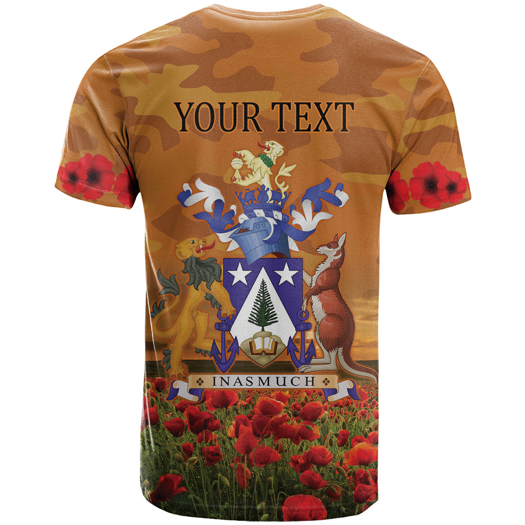 Norfolk Island ANZAC Day Personalised T Shirt with Poppy Field LT9 - Polynesian Pride