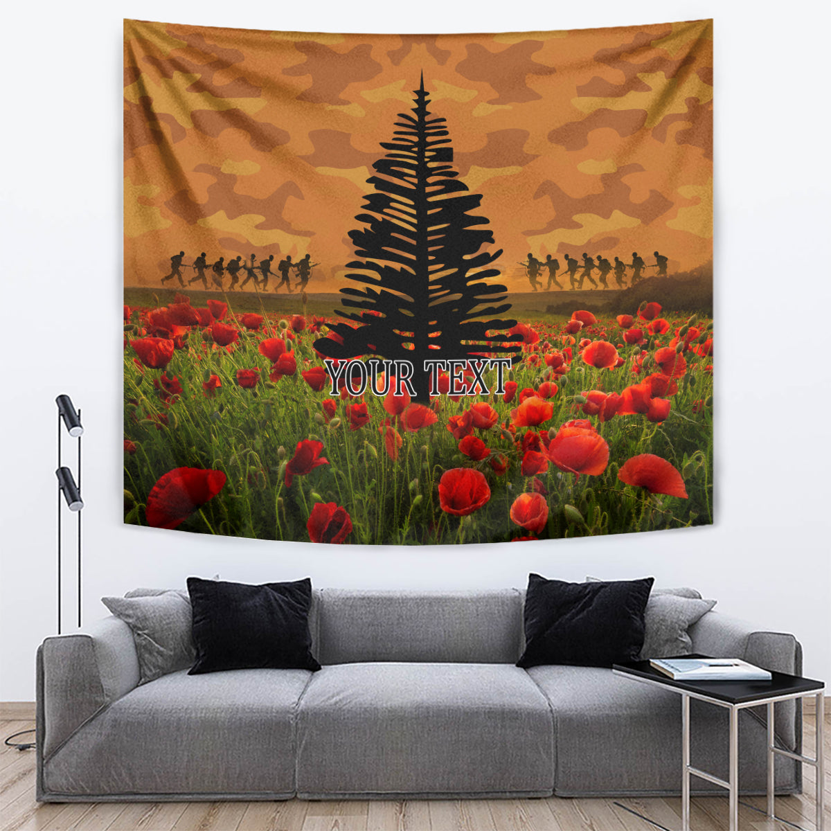 Norfolk Island ANZAC Day Personalised Tapestry with Poppy Field LT9 Art - Polynesian Pride