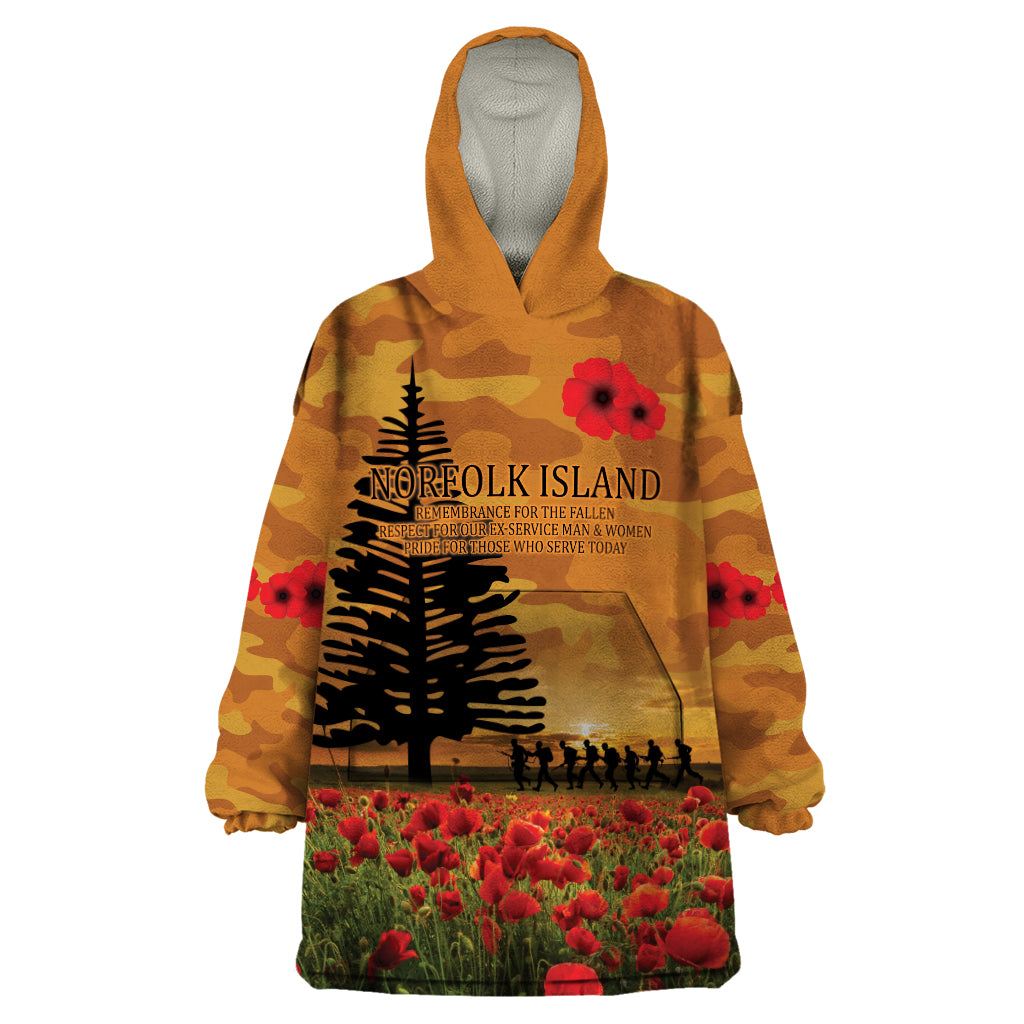 Norfolk Island ANZAC Day Personalised Wearable Blanket Hoodie with Poppy Field LT9 One Size Art - Polynesian Pride