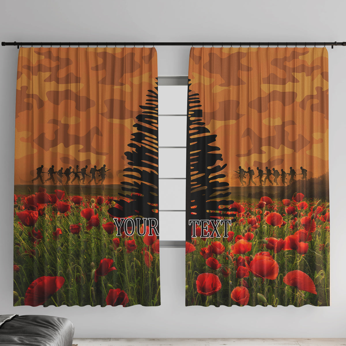 Norfolk Island ANZAC Day Personalised Window Curtain with Poppy Field LT9 With Hooks Art - Polynesian Pride