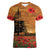 Norfolk Island ANZAC Day Personalised Women V Neck T Shirt with Poppy Field LT9 Female Art - Polynesian Pride