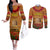 Tokelau ANZAC Day Personalised Couples Matching Off The Shoulder Long Sleeve Dress and Long Sleeve Button Shirt with Poppy Field LT9 Art - Polynesian Pride