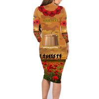 Tokelau ANZAC Day Personalised Family Matching Long Sleeve Bodycon Dress and Hawaiian Shirt with Poppy Field LT9 - Polynesian Pride