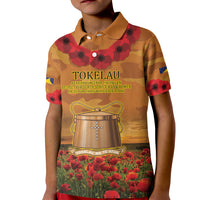 Tokelau ANZAC Day Personalised Kid Polo Shirt with Poppy Field LT9 Kid Art - Polynesian Pride
