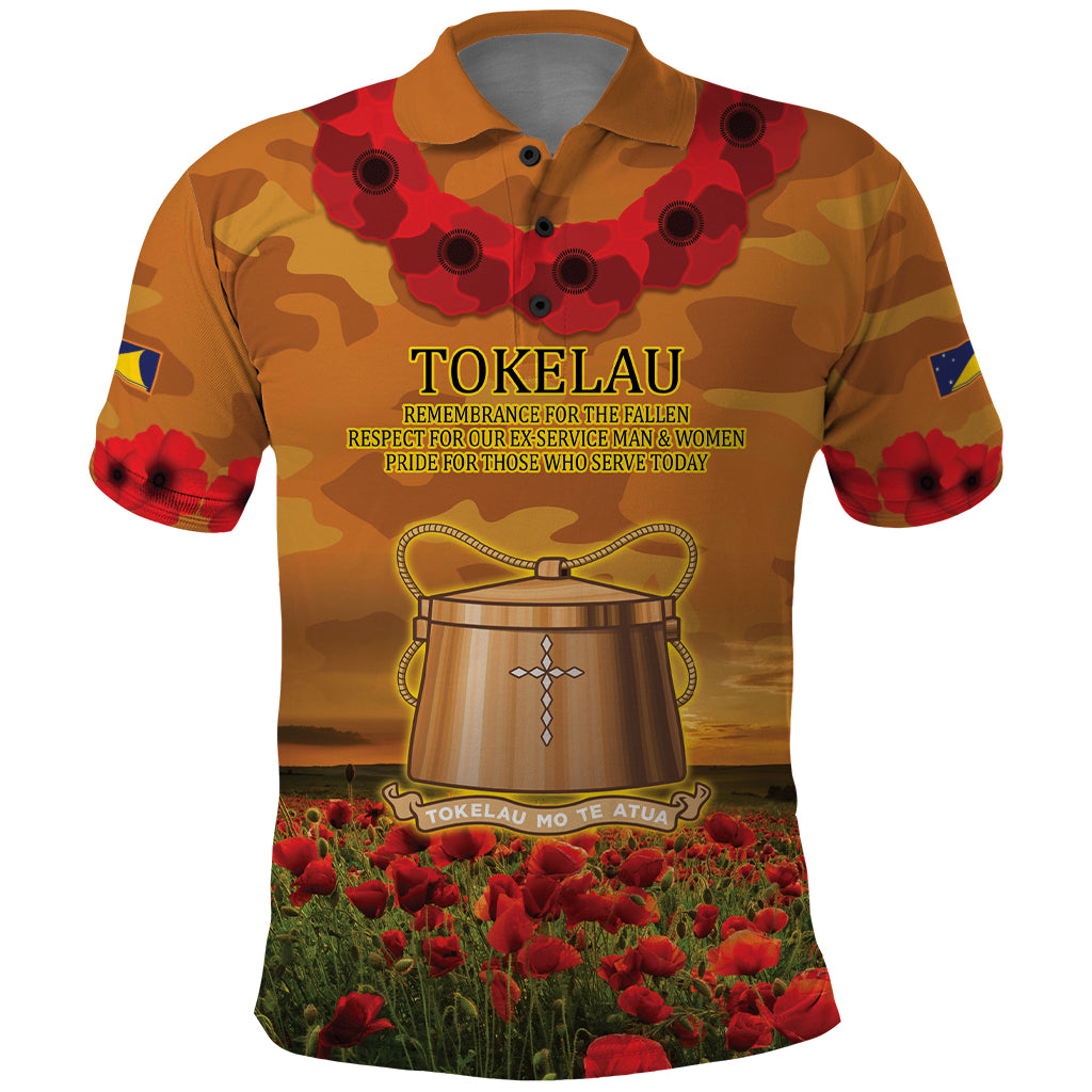 Tokelau ANZAC Day Personalised Polo Shirt with Poppy Field LT9 Art - Polynesian Pride