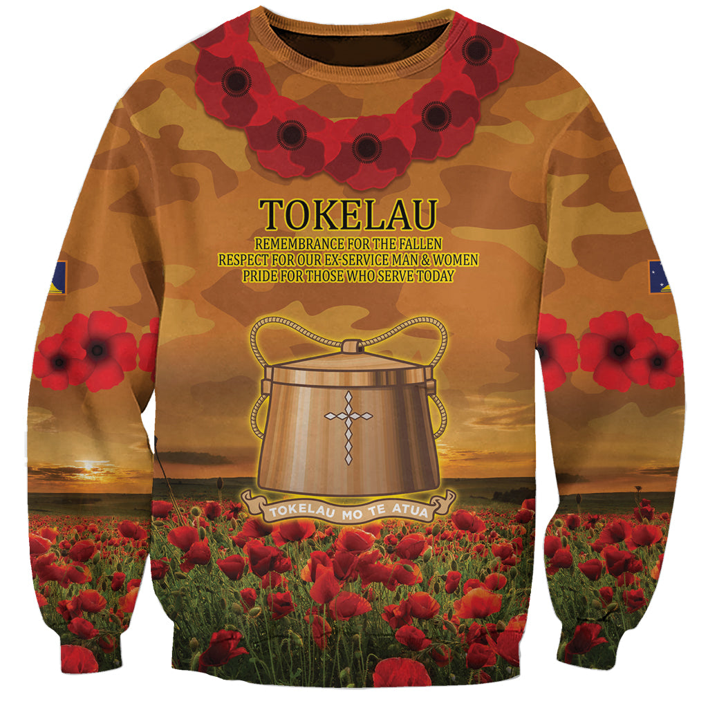 Tokelau ANZAC Day Personalised Sweatshirt with Poppy Field LT9 Unisex Art - Polynesian Pride