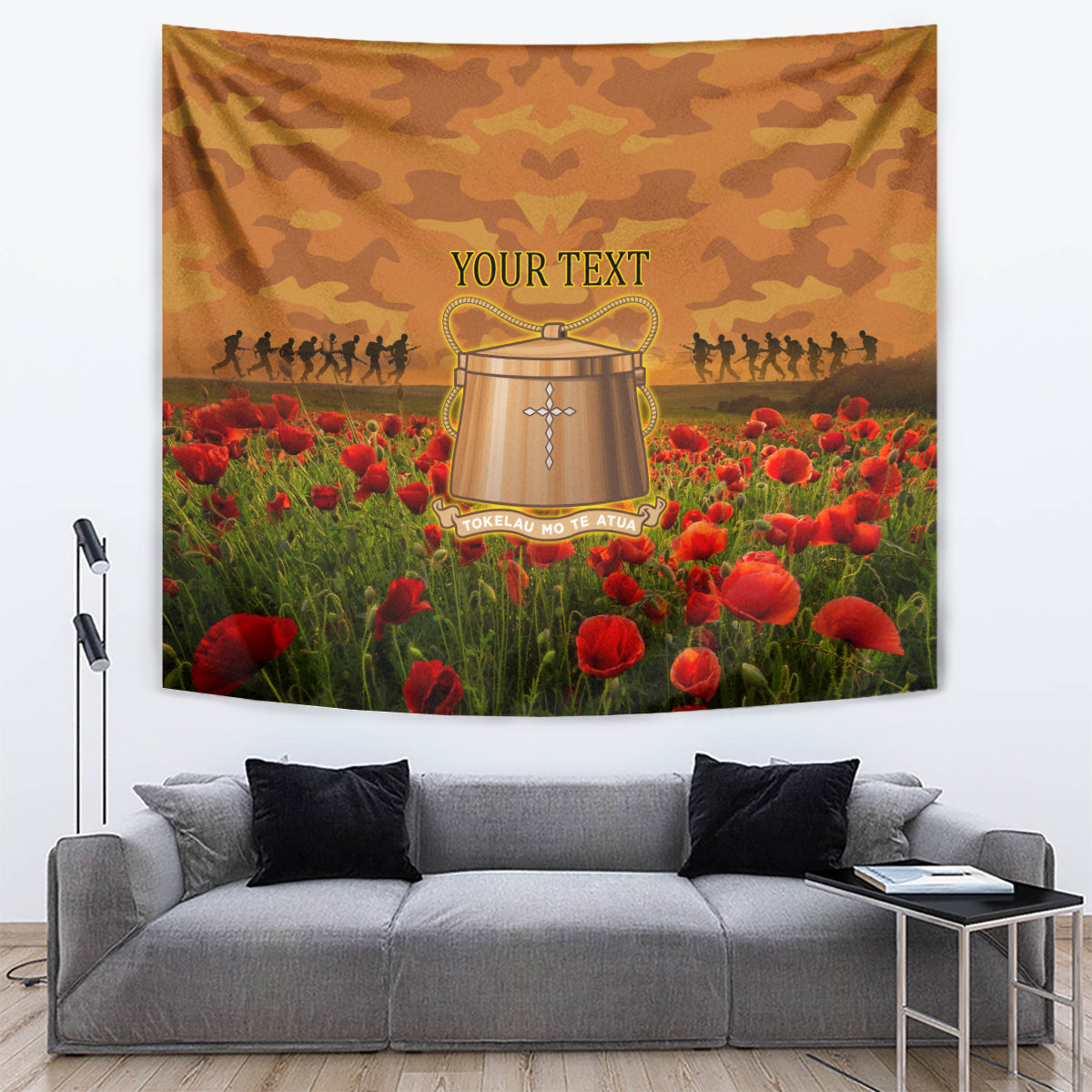 Tokelau ANZAC Day Personalised Tapestry with Poppy Field LT9 Art - Polynesian Pride