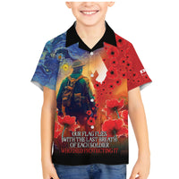 Tonga ANZAC Day Personalised Family Matching Mermaid Dress and Hawaiian Shirt Soldier Te Tau Manatui Kinautolu with Poppy Field LT9 Son's Shirt Art - Polynesian Pride
