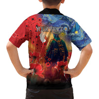 Tonga ANZAC Day Personalised Family Matching Off Shoulder Maxi Dress and Hawaiian Shirt Soldier Te Tau Manatui Kinautolu with Poppy Field LT9 - Polynesian Pride