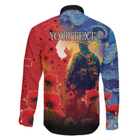 Tonga ANZAC Day Personalised Family Matching Off Shoulder Short Dress and Hawaiian Shirt Soldier Te Tau Manatui Kinautolu with Poppy Field LT9 - Polynesian Pride