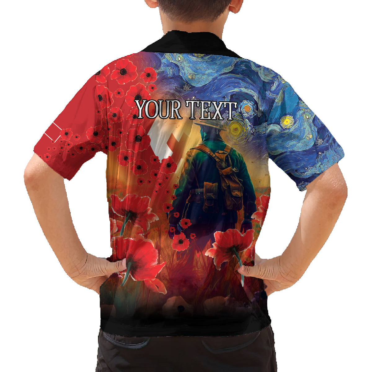 Tonga ANZAC Day Personalised Family Matching Puletasi and Hawaiian Shirt Soldier Te Tau Manatui Kinautolu with Poppy Field LT9 - Polynesian Pride