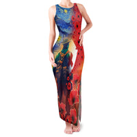 Tonga ANZAC Day Personalised Family Matching Tank Maxi Dress and Hawaiian Shirt Soldier Te Tau Manatui Kinautolu with Poppy Field LT9 Mom's Dress Art - Polynesian Pride