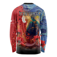 Tonga ANZAC Day Personalised Long Sleeve Shirt Soldier Te Tau Manatui Kinautolu with Poppy Field LT9 - Polynesian Pride