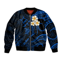 Hawaii Bomber Jacket Niihau Islands Polynesian Sunset Plumeria Blue Vibe LT9 Unisex Blue - Polynesian Pride
