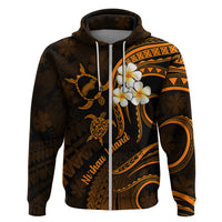Hawaii Hoodie Niihau Islands Polynesian Sunset Plumeria Gold Vibe LT9 Zip Hoodie Gold - Polynesian Pride